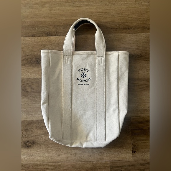 Tory Burch Canvas Logo Tote Bag – Cream/Beige – Like New - Picture 3 of 12